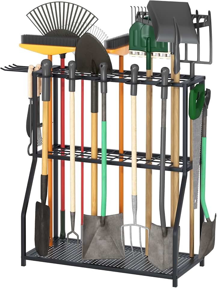 Organizer Yard Tool Storage Rack Garden Organizer Tool Holder | Shed Outdoor Black
