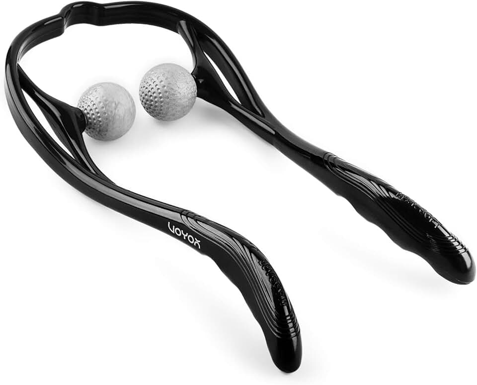VOYOR Neck Massager Shiatsu Deep Tissue Dual Trigger Point for Pain Relief | Ergonomic Handle Design, Lightweight &amp; Portable, Dual Trigger Points, Shoulder Massager for Office, Home, Car Use MS110