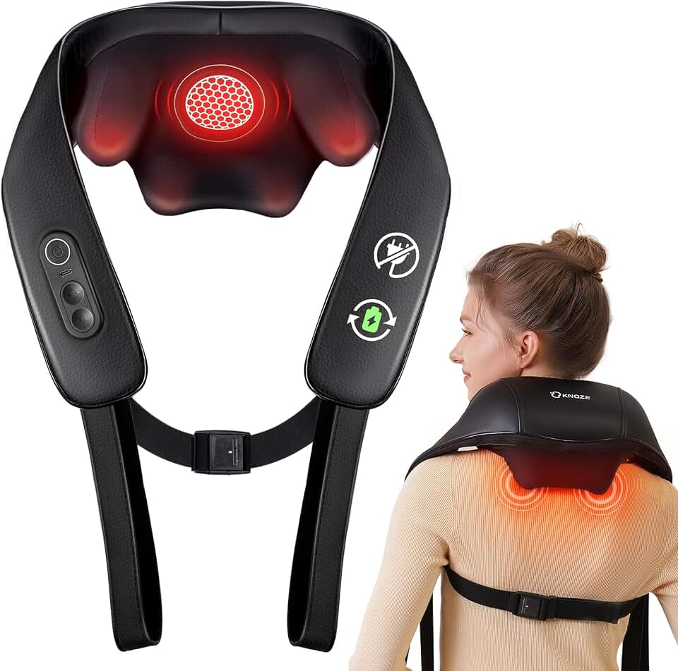 Cordless Neck and Shoulder Massager for Pain Relief Deep Tissue with Heat | Upgraded Graphene Heating, 4D Shiatsu Deep Kneading Massage for Back, Hands-Free Straps, Best Gifts for Women, Men Global Recycled Standard