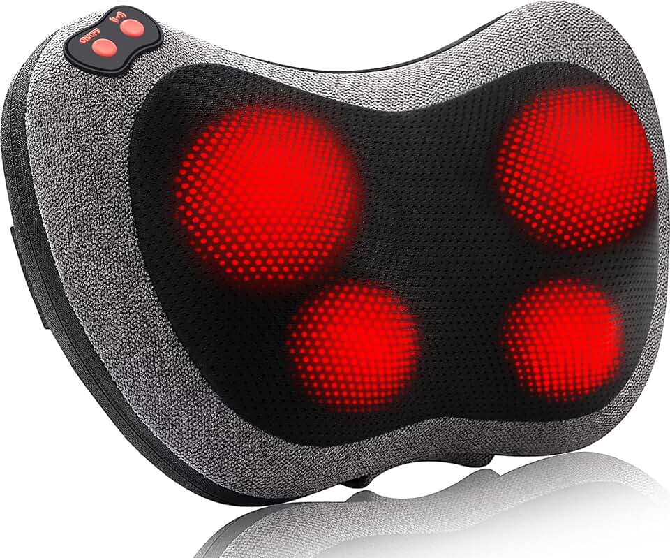 Papillon Back Massager with Heat,Shiatsu Pillow for Body Pain Relief Gray | Deep Kneading Massager for Neck,Shoulder,Foot&amp;Lower Back,Body Muscle Relaxation,Gifts for Women/Mom/Dad,Fathers Day Dad Gifts