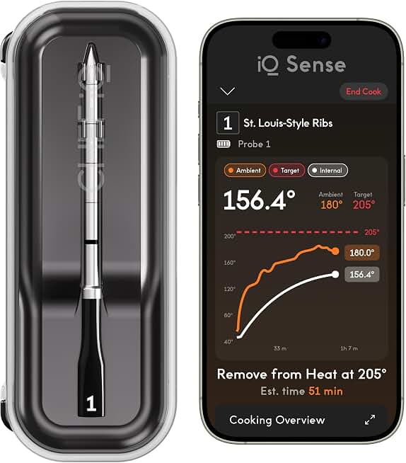 CHEF iQ Sense | Smart Wireless Meat Thermometer | Ultra-Thin Probe | WiFi Unlimited Range | 1000°F Heat Safe | 5 Sensors | BBQ, Grill, Oven, Smoker, Air Fryer | Gen3