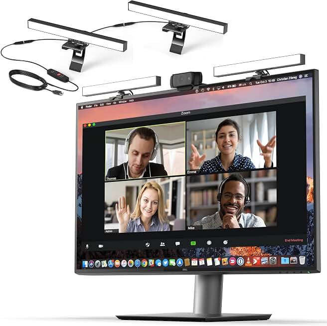 HumanCentric Video Conference Lighting - Webcam Light for Streaming LED | Monitor &amp; Laptop Light for Video Conferencing, Zoom Lighting for Computer, Replace Ring Light for Zoom Meeting, Double Kit