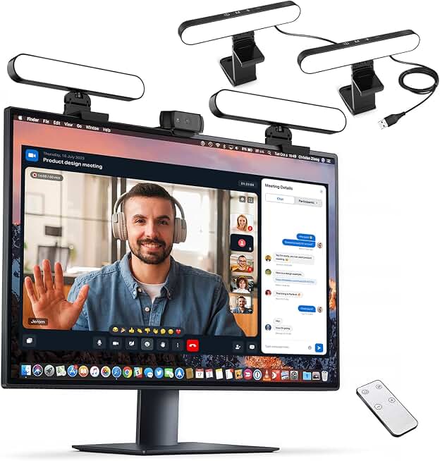 yAyusi Dual-lamp Video Conference Lighting, LED Streaming Light with Remote and Touch Control, Zoom Lighting for Computer,Webcam Laptop Monitor Ring Light for Video Calls/Zoom Meetings/Video Recording Global Recycled Standard