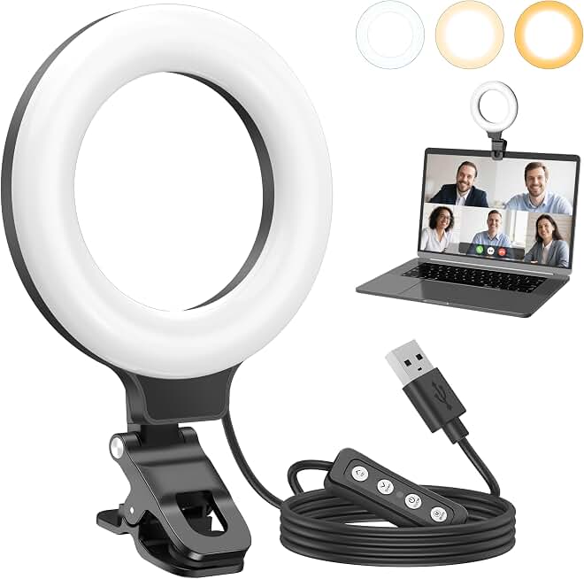 Anautin Ring Light for Video Conference Lighting,360°Adjustable,Portable LED Video Conference Lighting for Monitor,Laptop&amp;Desktop Computer,Streaming Light for Zoom Meetings, Selfie Makeup, Video Calls