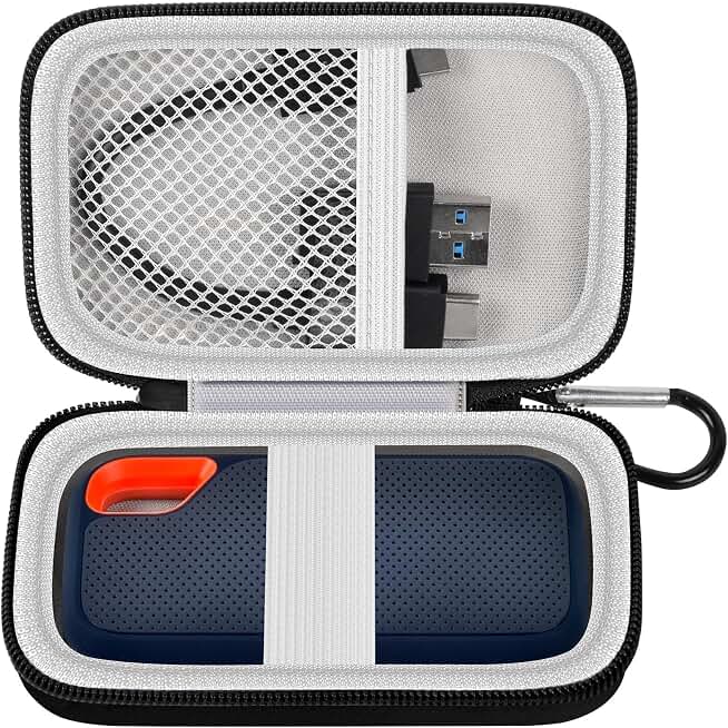 GWCASE Hard Case for SanDisk Extreme Portable External Solid State Drive | Protective Storage Bag Fits for SanDisk 500GB/ 1TB/ 2TB/ 4TB/ 8TB SSD, Carring Travel Holder for USB Cables (Box Only)-Black Global Recycled Standard
