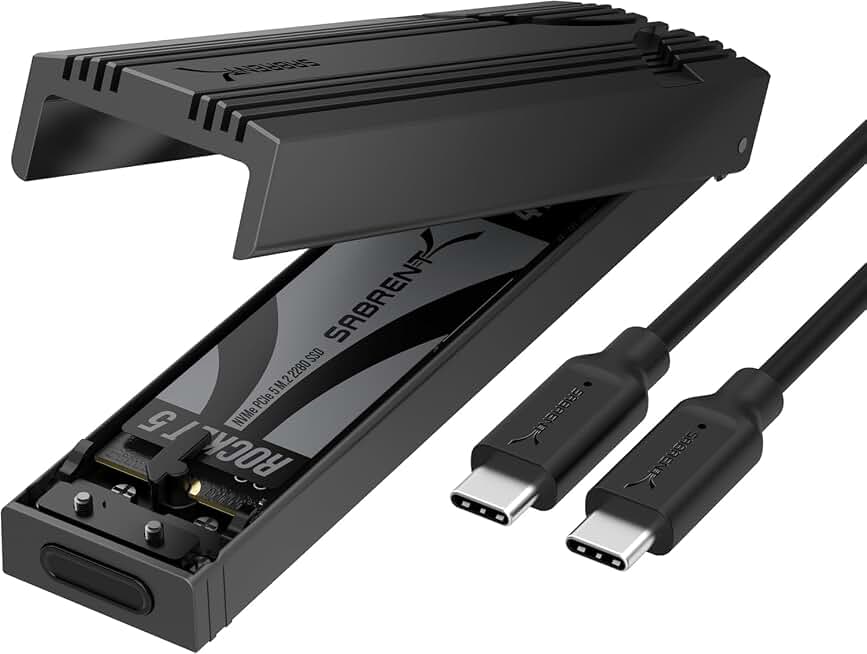 SABRENT USB-C NVMe Enclosure &amp; Reader, M.2 PCIe SSD, 10Gbps (EC-PNVO) | Tool-free M.2 PCIe case for 2230-2280; USB 3.2 Gen 2 10Gbps; aluminum cooling; external nvme enclosure; m.2 usb adapter