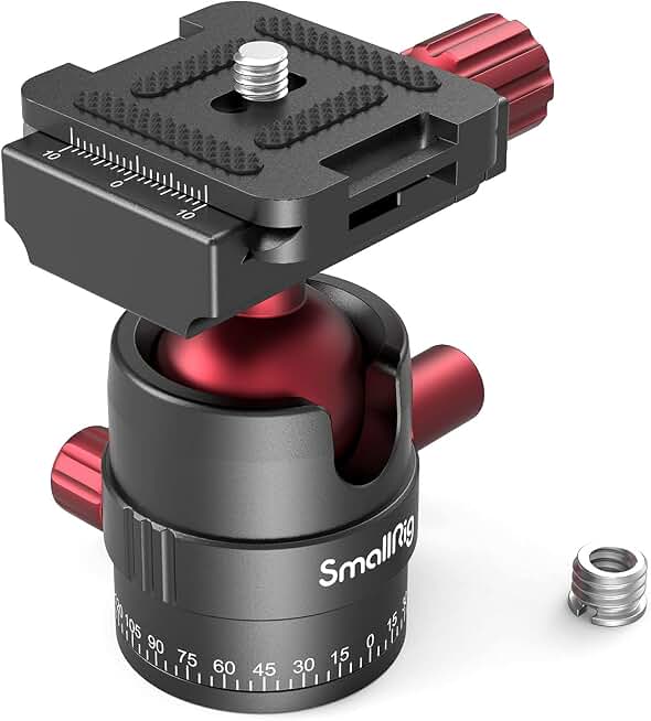 SmallRig 360 Rotating Panoramic Tripod Ball Head, Max Load 5kg / 11lbs | 360 Ballhead with 1/4 inch Quick Shoe Plate, for Tripod Monopod Slider DSLR Camera Camcorder
