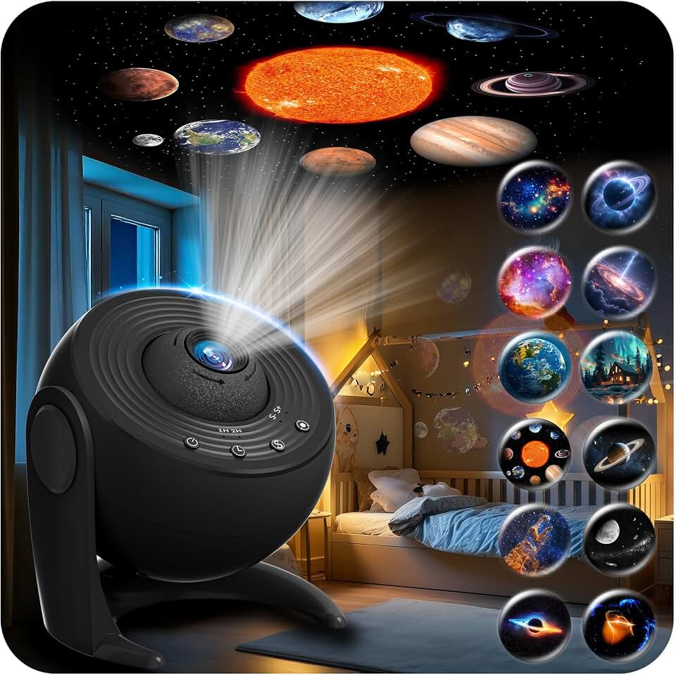 FlyLily Galaxy Projector for Bedroom, 13 in 1 Planetarium Star Projector with Solar System &amp; Constellation, 360° Rotating Galaxy Light, Space Night Light Projector for Kids Adults Gifts