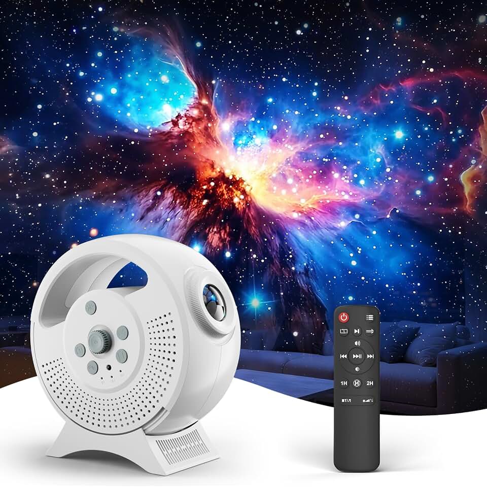 Rossetta 3D Galaxy Projector, 60 Scenes Star Light Projector for Bedroom | Adjustable Focal, Bluetooth Speaker, Timer &amp; Remote Control, Planetarium Projector for Room Decor, Party Gift for Kids Adults