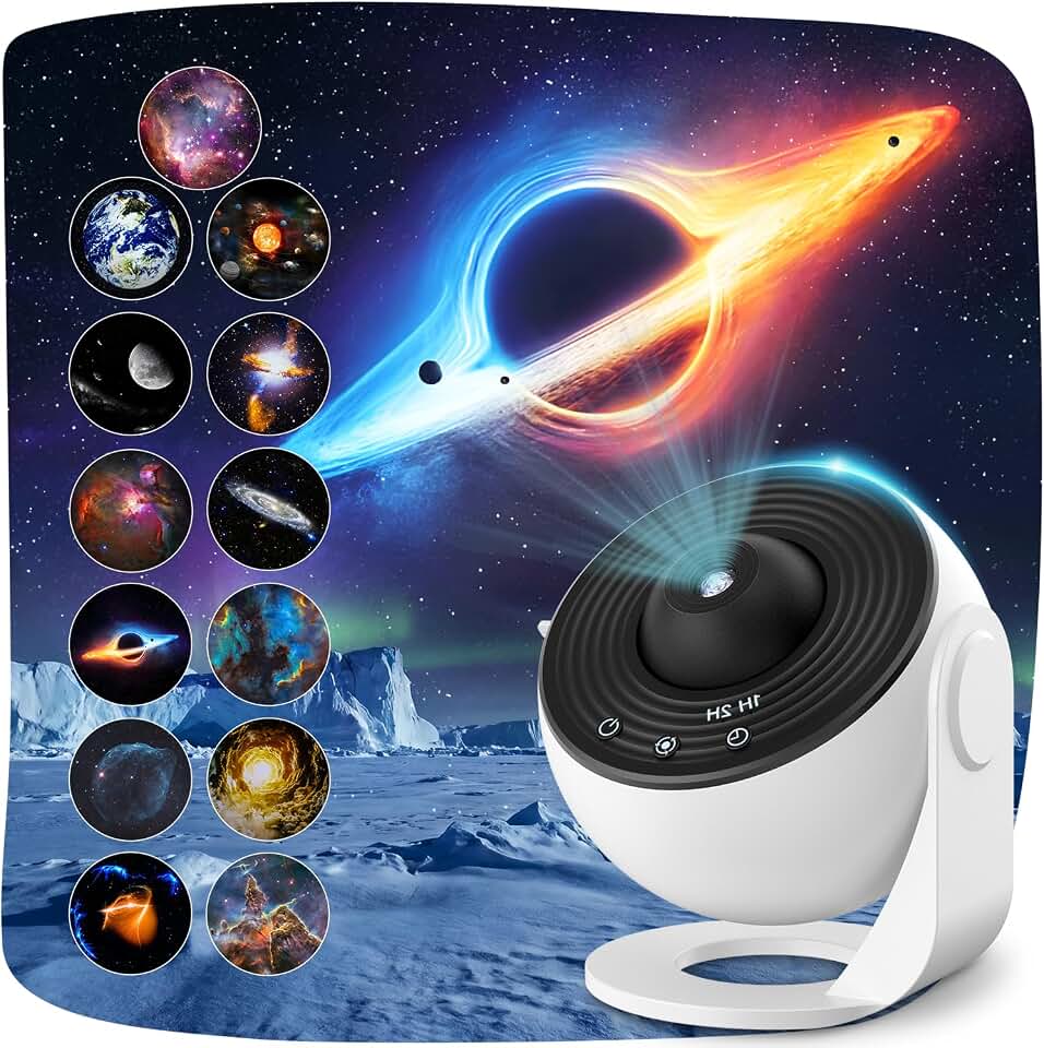Galaxy Projector Pro for Bedroom, 13 Space Discs Planetarium Projector | Star Ceiling Projector Night Light, STEM Educational Astronomy Toy Space Learning Gift for Kids Boys Girls Room Decor - White