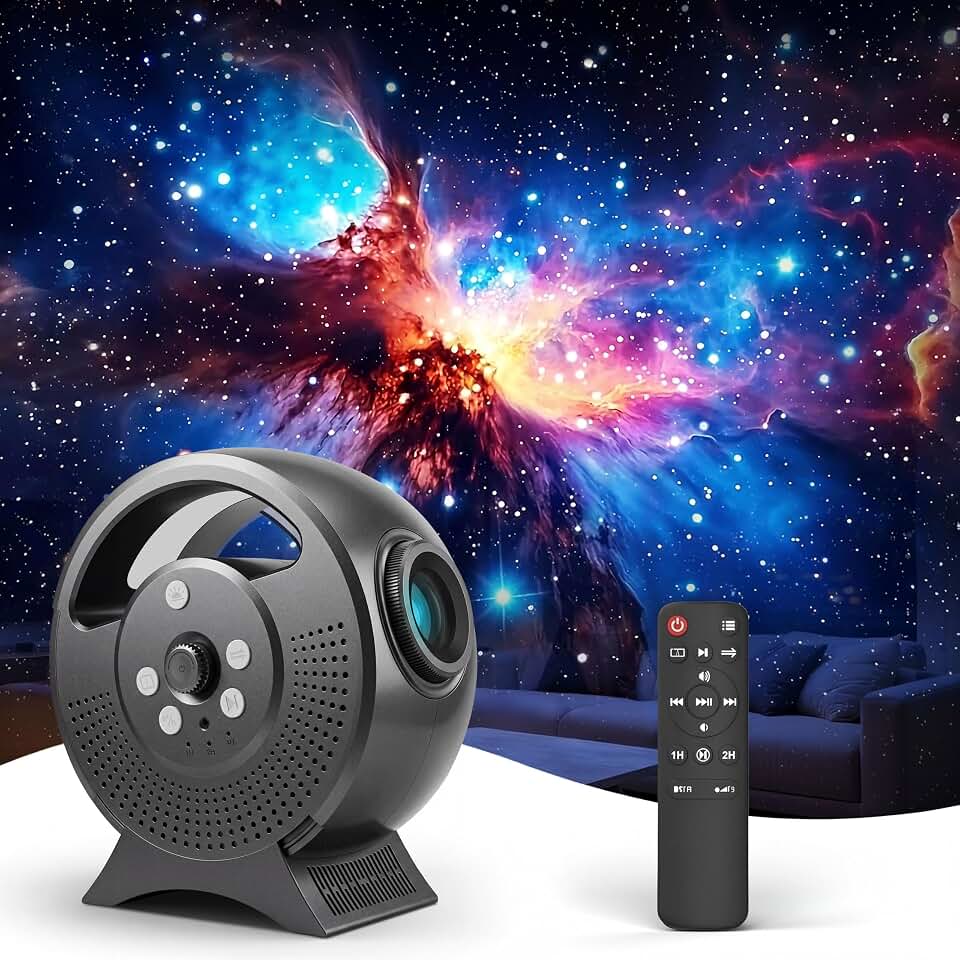 Rossetta 3D Galaxy Projector, 60 Scenes Star Light Projector for Bedroom | Adjustable Focal, Bluetooth Speaker, Timer &amp; Remote Control, Planetarium Projector for Room Decor, Party Gift for Kids Adults