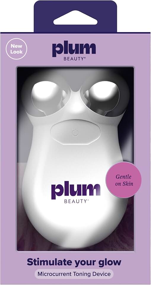 Plum Beauty Microcurrent Toning Device, Skin Tightening Face Massager | At-Home Face Lift Tool that Sculpts the Jawline &amp; Cheeks, Smooths Fine Lines, Travel-Friendly, Self-Care Gifts for Women
