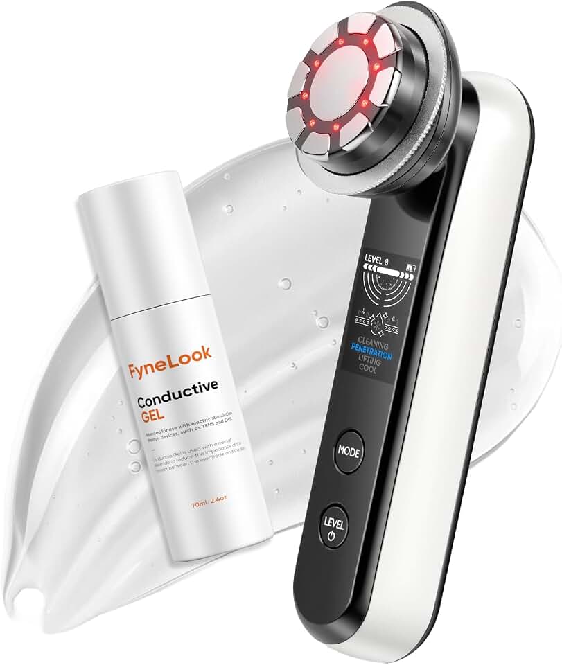 Microcurrent Facial Device with Red Light &amp;Cooling for Puffiness | 4 Modes &amp; 9 Levels for Customized Lifting &amp; Firming. Cleaning Mode Deeply Purifies Skin. Tightens for a Youthful Look