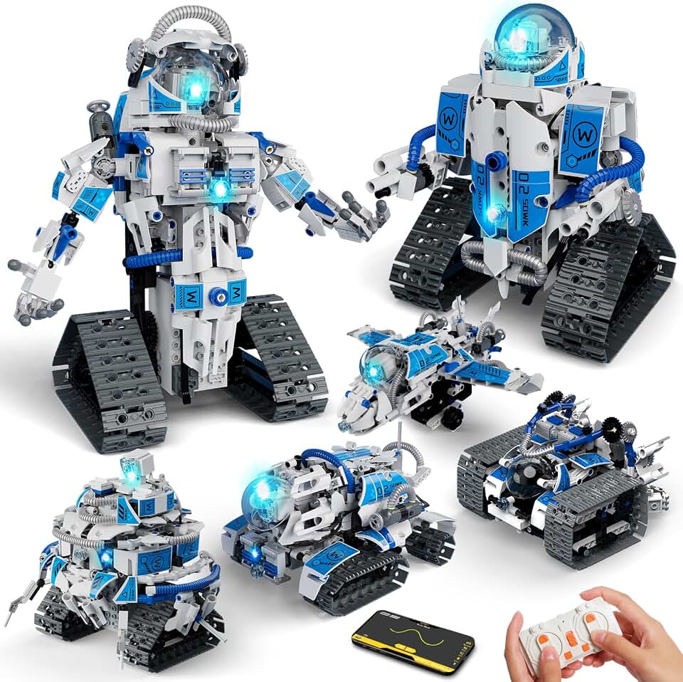 6 in 1 STEM Robot Building Kit, 780 PCS APP &amp; Remote Control Space Robot Toys for Kids Age 8-14+, Engineering Technic Coding Robotic Kit, Educational Science Set Birthday Gift for Boys Girls