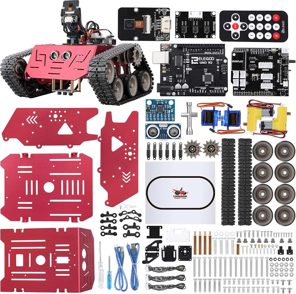 ELEGOO Conqueror Robot Tank Kit with UNO R3, Compatible with Arduino | WiFi FPV Camera, Obstacle Avoidance, Line Tracking Mode, STEM Toys &amp; Projects for Kids, Remote Control, Auto-follow