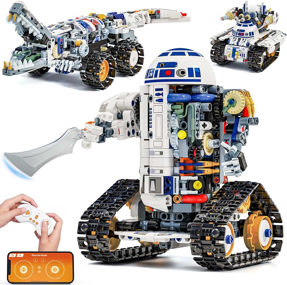 3-in-1 STEM Robot Building Kit, APP &amp; Remote Control Robotics Kit | Build &amp; Rebuild 3 Models with One Kit, Control with App or Remote, STEM Robotics for Kids Ages 8-12, Birthday Gift Global Recycled Standard