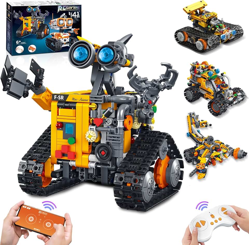 Robot Building Kit, App &amp; Remote Control Robot Toys for Kids | 4 in 1 High-Tech Remote Control Building Block Robot, Creative Gift for Aged 6 7 8 9 10 11 12+ Kids Boys &amp; Girls