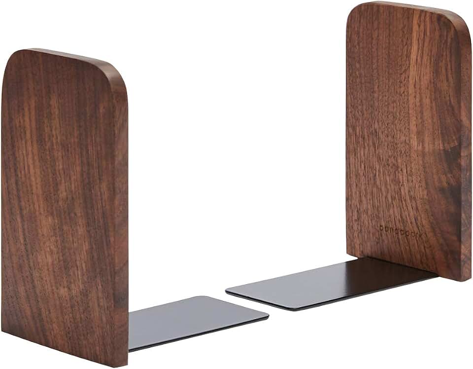 Pandapark Wood,Non-Skid Bookend for Shelves,Heavy Duty,Book Stand for CDs,1 Pair