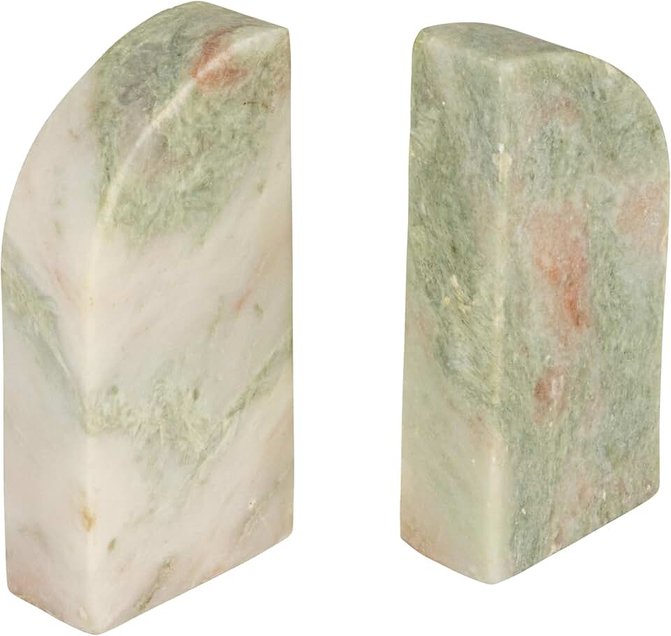 Creative Co-Op Half Arch Marble Bookends, Green