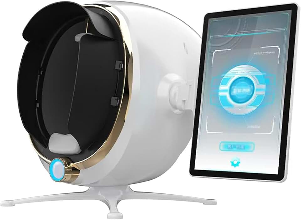 Skin Analysis Machine Facial for Salon,Lamp Machine Professional Dermatoscope Intelligent Moisture Analyzers Instrument with 8-Spectrum Technology White-13.3in