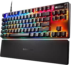 SteelSeries Apex Pro TKL Gen 3 Gaming Keyboard - OmniPoint 3.0 Analog Magnetic Switches, Quickset Auto-Presets (Rapid Trigger, Rapid Tap/SOCD, Protection Mode), OLED, RGB, PBT Keycaps, USB-C, Black Edition