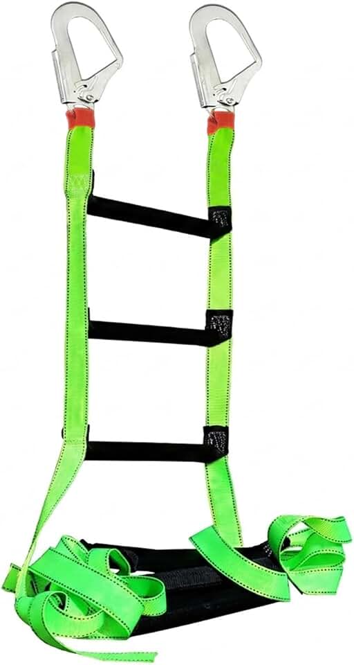 16.5 Feet Fire Escape Ladder with 2 Heavy-Duty Hooks, Emergency Rope Ladder for 2-3 Story Homes, Reusable Safety Rope Ladder for Kids and Adults, Fluorescent Green