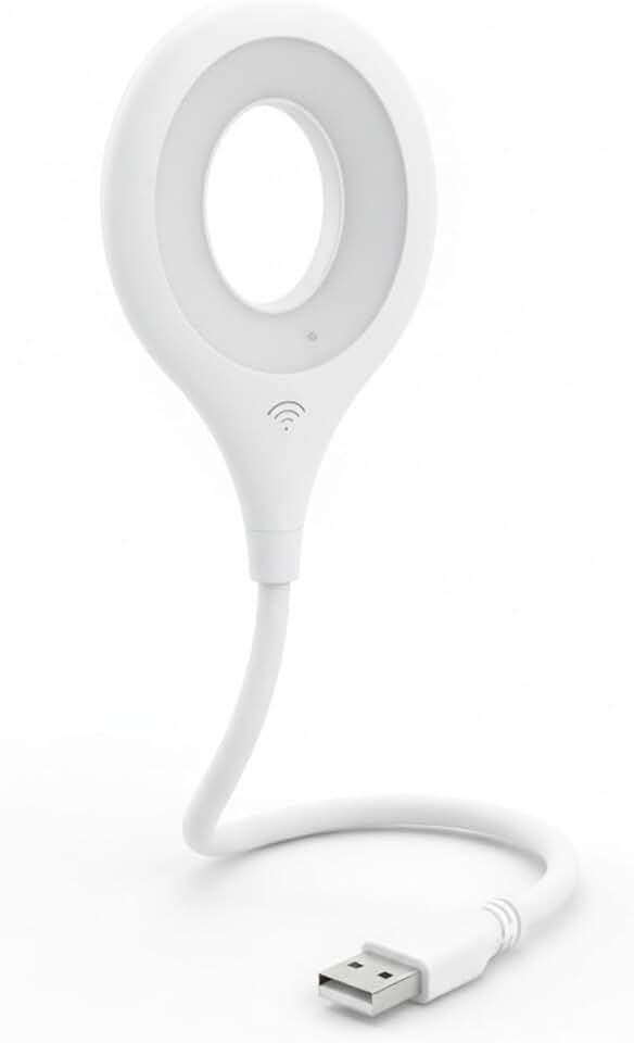 USB Voice-Control Night Light — Plug-in LED Gooseneck Bedside Lamp, 3 Color Modes &amp; 3 Brightness Levels, Voice Activated &amp; Touch Control, Flexible USB Gooseneck for Reading, Nursery &amp; Travel