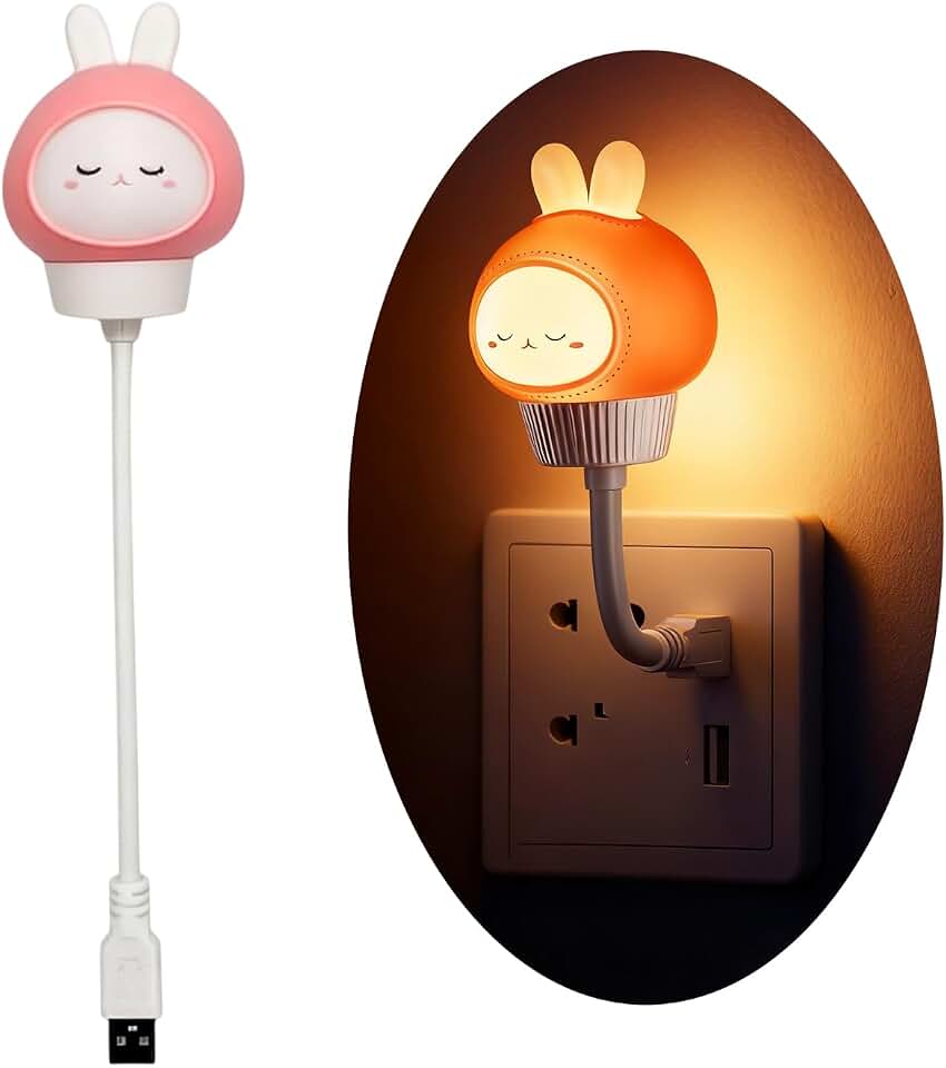 Smart Voice Activated Night Light - USB Plug-in, Dimmable Soft Lighting with Timer for Nursery, Baby Kids Bedroom &amp; Breastfeeding,Portable Voice Control Lamp (Rabbit)