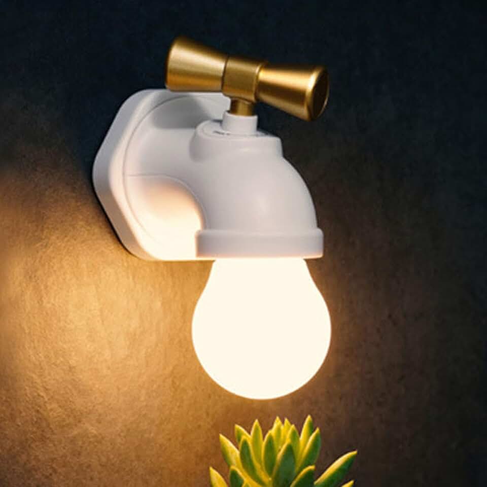 Voice Activated LED Faucet Nightlight, Creative Faucet Night Light, LED Table Light, USB Charging Faucet Lamp for Corridors, Entrances, Stairs (White)