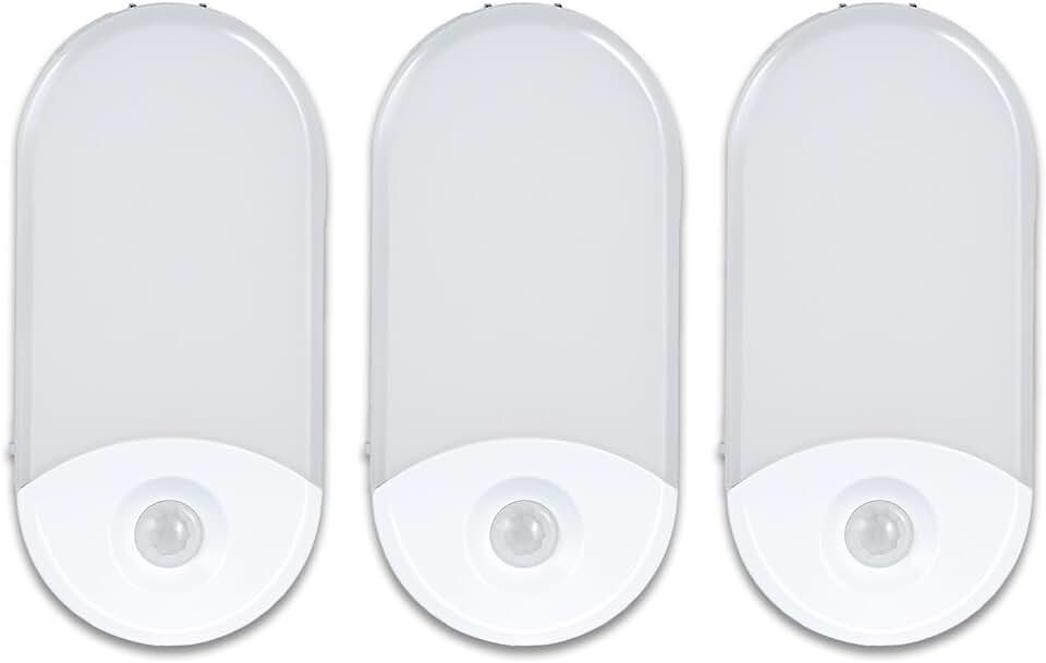 Camelion 4-in-1 Power Failure Night Light,Flashlight,Motion Sensing, 3-Pack | Rechargeable LED Plug-In Light,Battery Backup for Emergency &amp; Power Outages,Dusk-to-Dawn Auto On, ETL Safety Certified