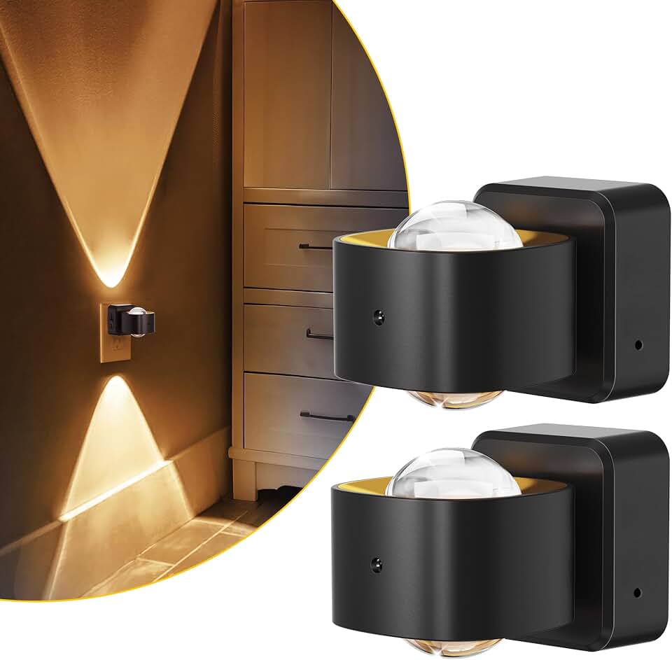 L LOHAS LED Night Light Projector, Night Lights Plug into Wall Light Sensor | Dusk to Dawn, 180°Rotating Nightlight for Kids, 0-150LM Dimmable Soft White Ambient Lighting for Bathroom, Decor, Gift, 2Pack