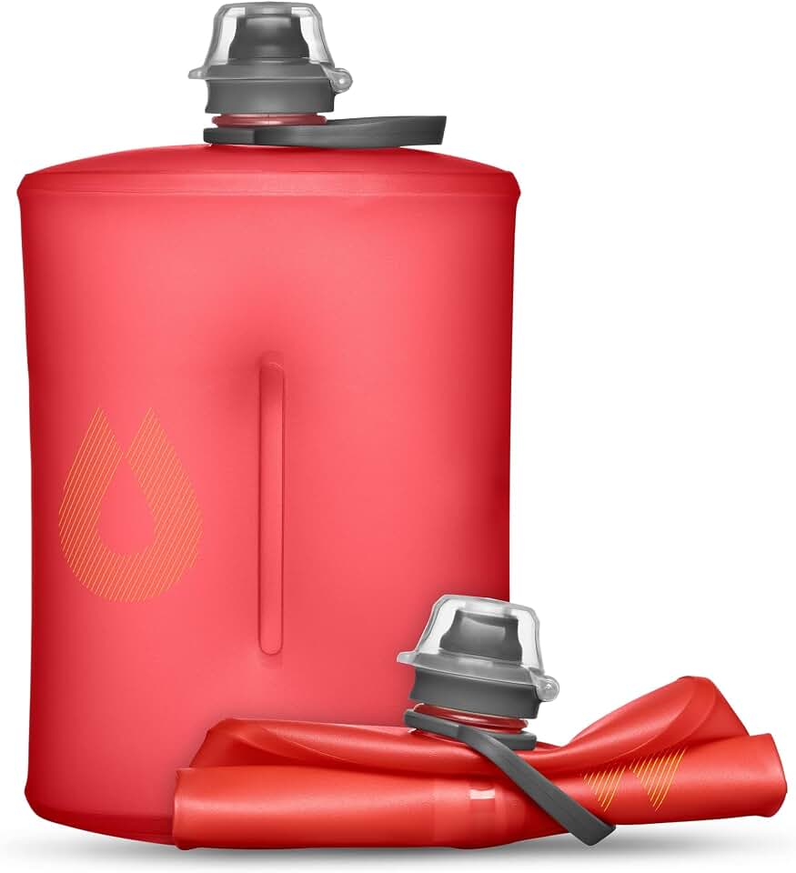 HydraPak Stow Collapsible Water Bottle (1L, Redwood) | BPA Free, Ultra Light, Spill-Proof Twist Cap, High Flow, Abrasion-Resistant, for Hiking, Camping, Backpacking, Skiing, Biking