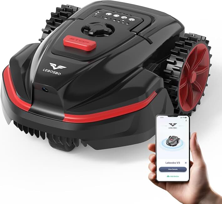 V3 Robotic Lawn Mower with AI Vision Obstacle Avoidance, Smart APP Control, Low-Noise Operation, Adjustable Cutting Height, No-Go Zones, Ideal Robot Lawn Mower for Lawns Up to 1600 Sq.Ft