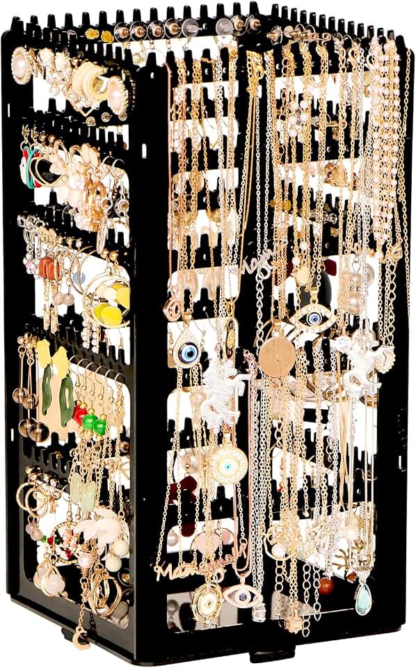 17Dec 17Dec 360 Rotating Earring Holder Organizer Stand,5 Tiers Acrylic Jewelry Organizers and Storage,Stud Earring Organizers and Storage,212 Holes and 212 Grooves for Earrings Necklaces chain bracelet