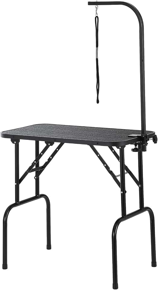 VEVOR Pet Grooming Table, 32 x18 Inch with Height Adjustable Arm, 220LBS Static Weight Capacity, Foldable Dog Groom Station with No-Sit Haunch Holder with Grooming Loop, for Medium and Small Dogs