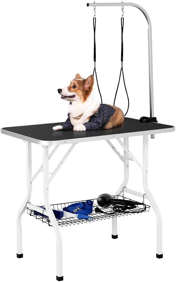 Yaheetech Professional 36-inch Foldable Pet Grooming Table with Arm &amp; Noose &amp; Mesh Tray, Maximum Capacity Up to 220lbs