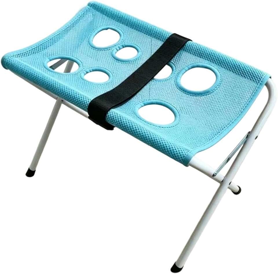 Fenteer Pet Grooming Hammock with Foldable Iron Stand, B Blue 60x33x40cm | Dog Bath Stand for Small Dogs and Cats, Mesh Grooming Table with Safety Strap for Nail Trimming, Bathing, Grooming &amp; Pet Care