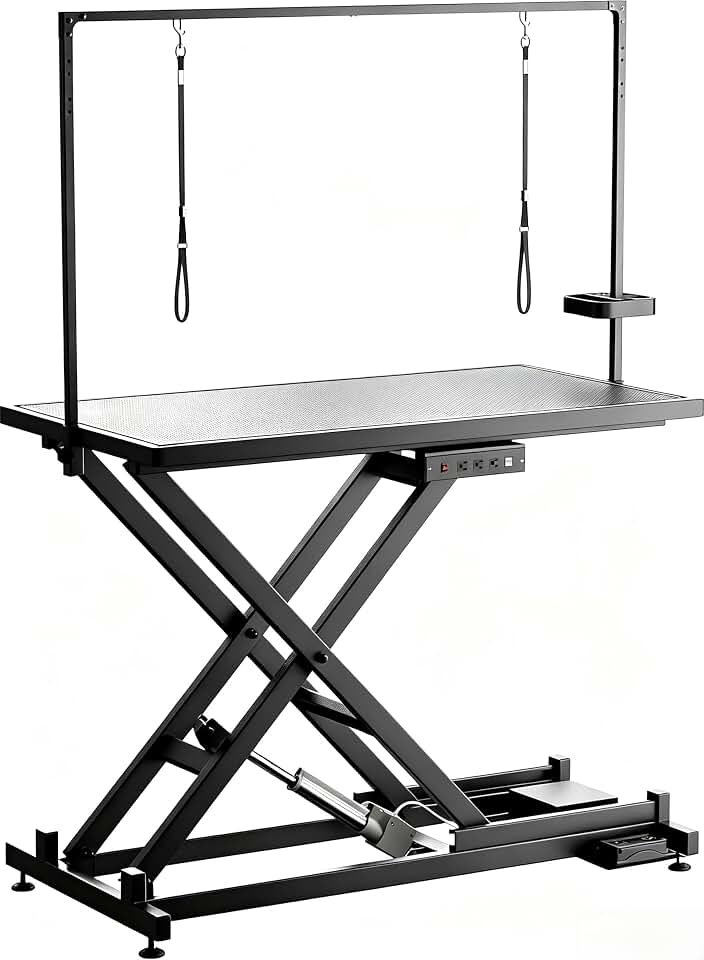 Electric Dog Grooming Table ,50" Heavy Duty Grooming Table for Pet 400 LBS | Height Adjustable 10" to 40",Professional Dog Grooming Table w/Tool Organizer,Adjustable Overhead Arm for Large Dogs at Home