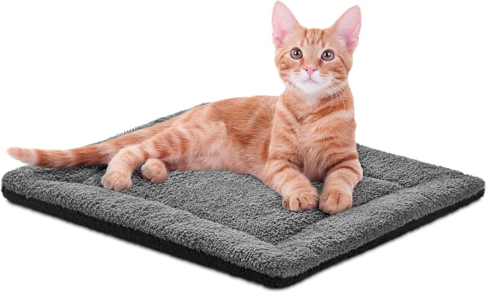 K&amp;H Self-Warming Cat Bed Pad, Self Heating Pad, Small 21 X 17 Gray/ Black | Heating pad for cats comfort, cat self warming pad, reversible plush, warming mat for cats, machine washable