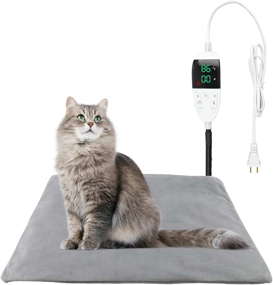 Pet Heating Pad for Cats Dogs with Temp Adjustable &amp; Auto Power-Off | heated cat bed cat house bed cat warming pad indoor outdoor