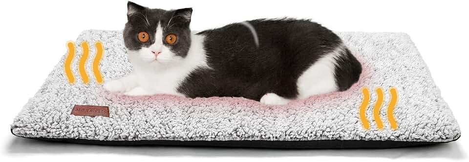 Mora Pets Self Warming Cat Bed Self Heating Cat Dog Mat Pet Pad Extra Warm | Self Heated Cat Bed for Indoor Outdoor Pets, Removable Washable Cover, Non Slip Bottom, Crinkle-Free, No Plug, Grey 24" x 18"