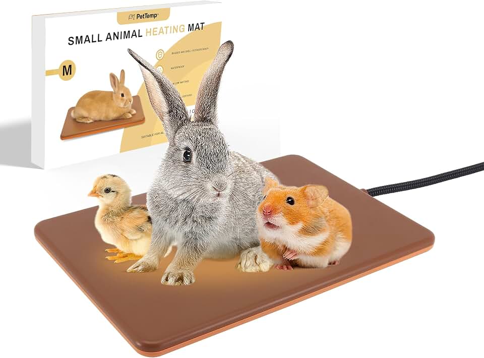 Small Animal Heating Pad, Small Animal Bed, Outdoor/Indoor Winter Thermal Heating Pad for Rabbits, Guinea Pigs &amp; Chickens, Waterproof &amp; Chew-Resistant, Energy-Efficient (S:11.8" x 8.2“)