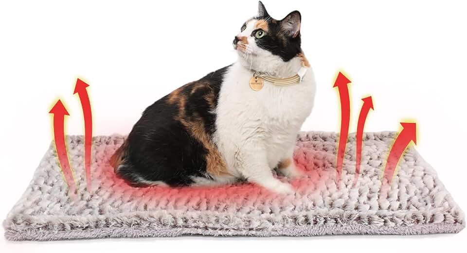 Mora Pets Self Warming Cat Bed Self Heating Cat Pad Pet Mat Indoor Outdoor | Self Heated Cat Bed Cord-free, Ultra Warm, Reversible, No Crinkling, Cozy Rest for Kittens, Dogs &amp; Senior Cat , 27.5"x18.5"