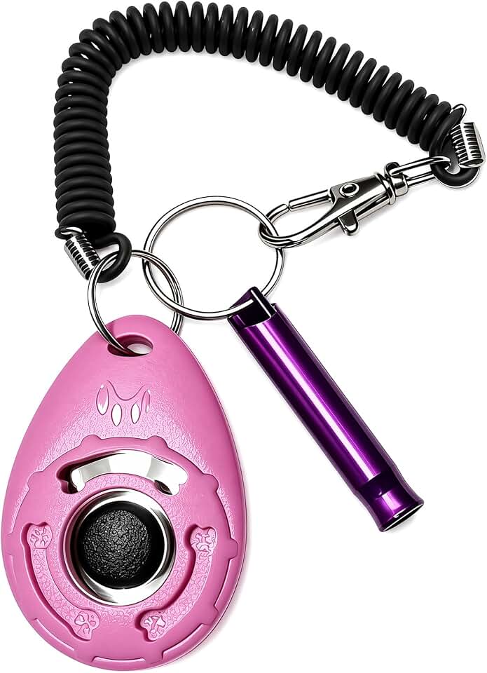 Dog Training Clicker, dog training &amp; behavior aids, dog training kit (Pink) | Pet Training Clicker for Cats Puppy Birds . Perfect for Behavioral Training 2-Pack