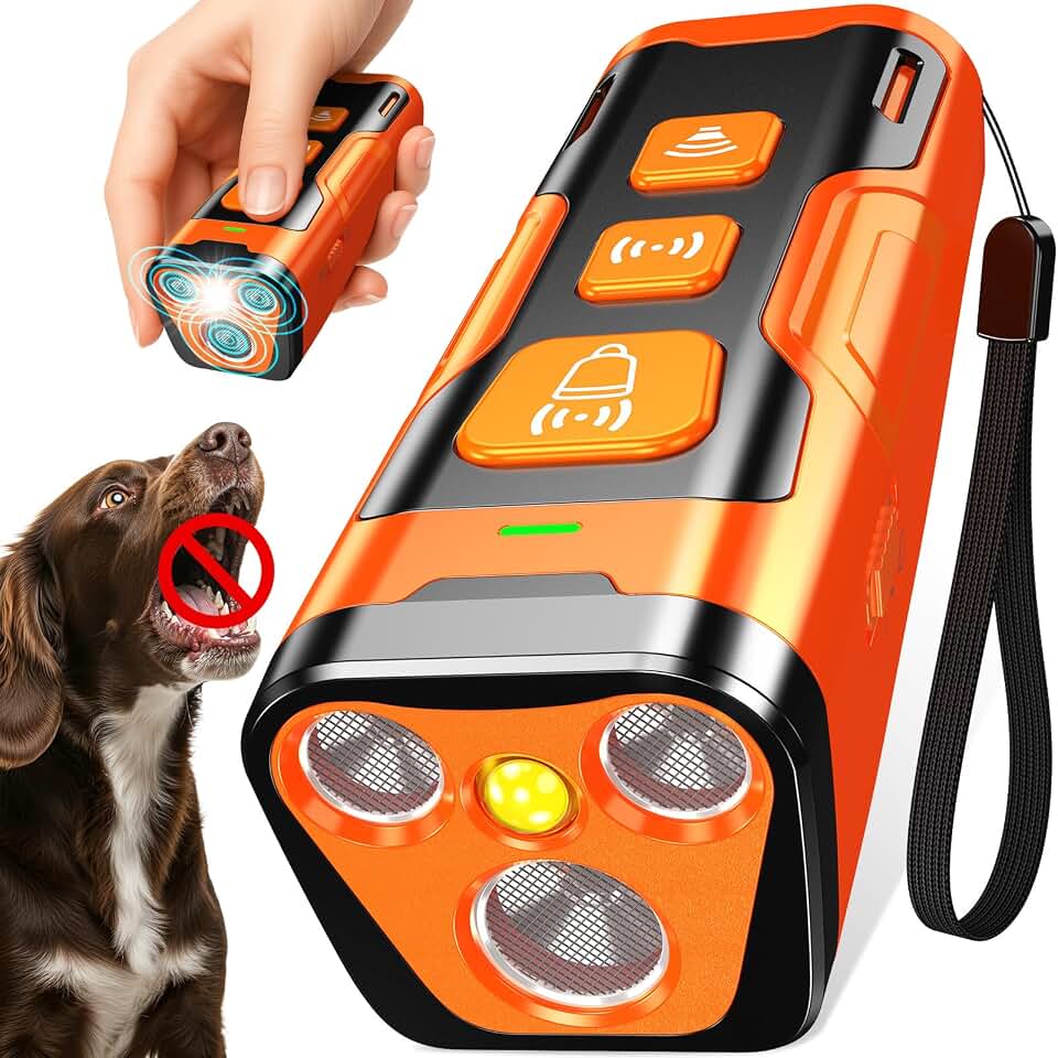 YUYQA Dog Bark Deterrent Device, 3X Ultrasonic Anti Barking, 6 Training Modes 23 FT Range Barks No More Indoors Outdoors Behavior Correct Safe &amp; Humane Rechargeable Compact Bark Control for Dogs