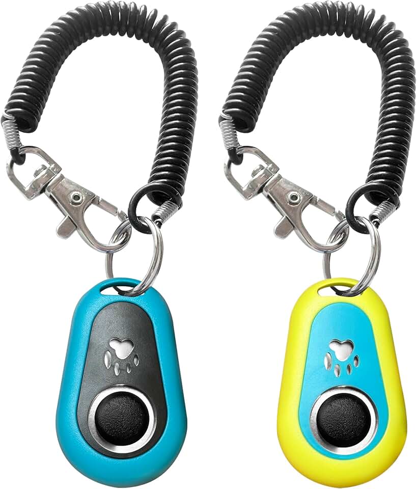 Pet Training Clicker with Strap for Dogs/Cats/Horses/Birds or Other Animals - Clickers for Training (Blue + Green)