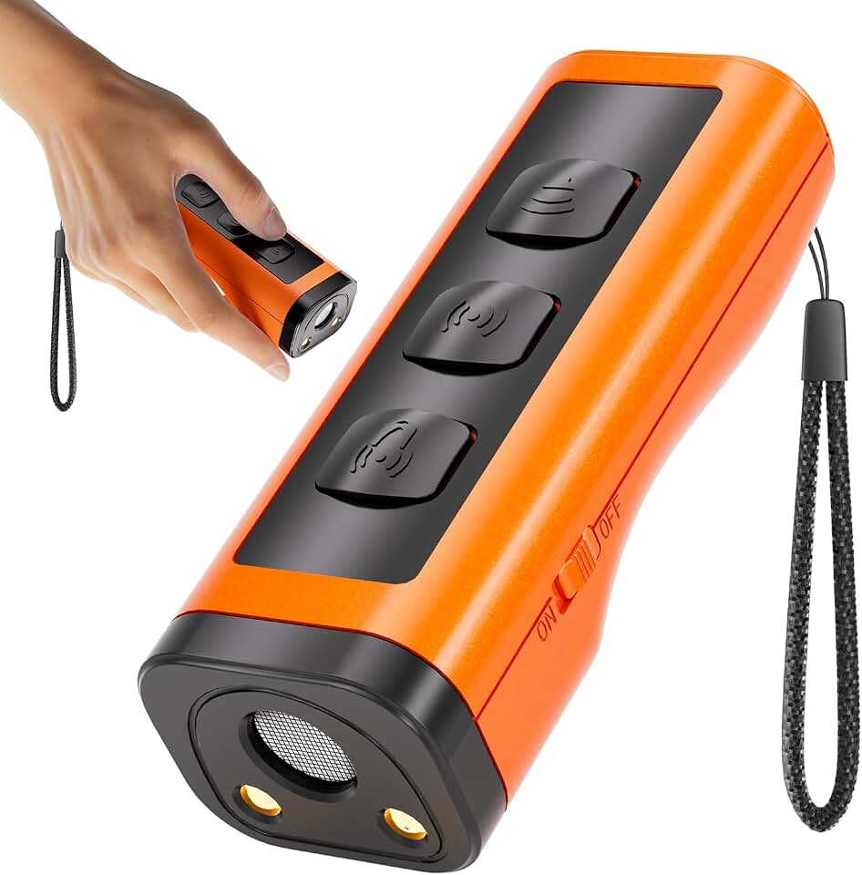 Dog Bark Deterrent Devices Rechargeable Anti-Barking Device for Dogs 50ft Long Range Ultrasonic Correct Your Dog's Bad Behavior at the Push of aButton Better Than Shock Collars or Dog Training Collars