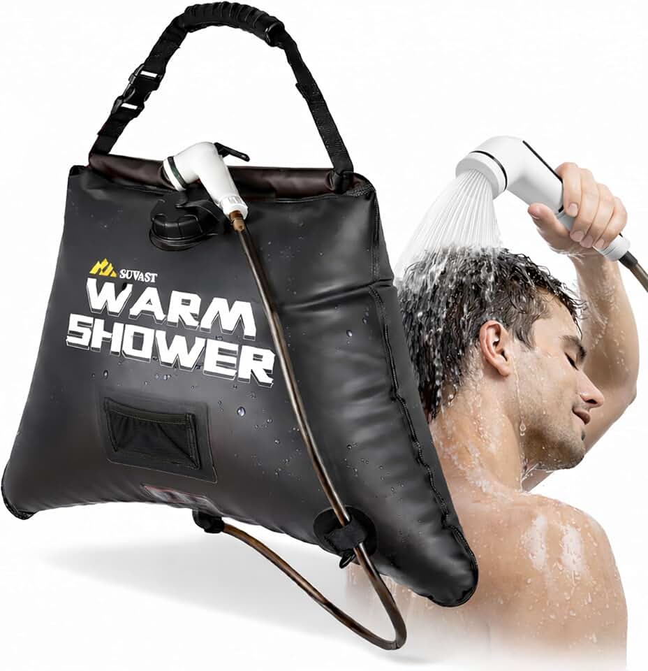 Solar Shower Bag, 4 Gallon/15L, TPU Portable Solar Shower for Camping &amp; Outdoor Cleaning, with Hose and Carry Bag
