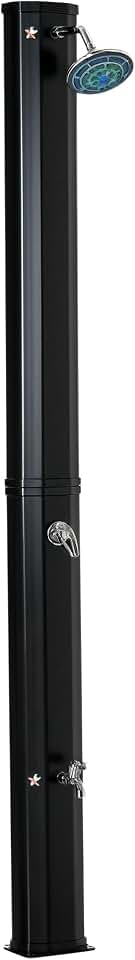 Outsunny 7ft Outdoor Solar Heated Shower 360 Rotating Shower Head for Pool | Foot Faucet, Temperature and Pressure Adjustable, Holds 9.2 Gallons, for Backyard Pool