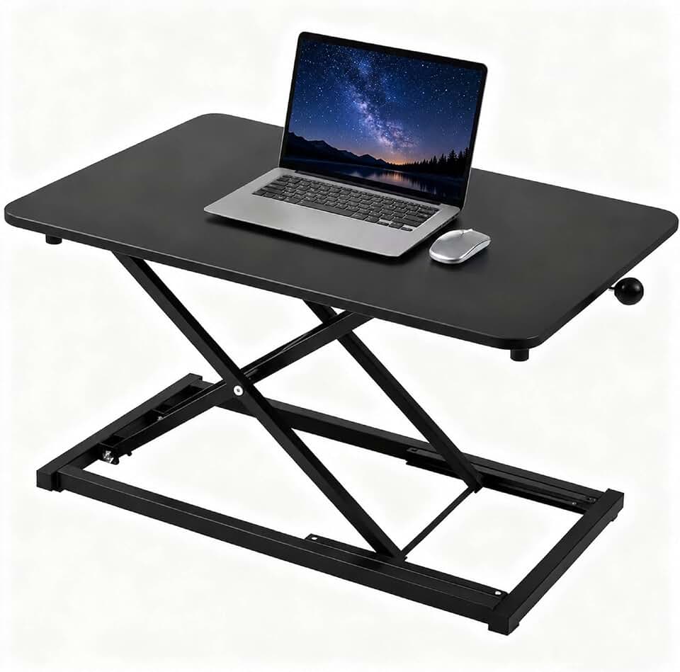 Standing Desk Converter Keyboard Riser Height Adjustable Black 23.6 Inch | Stand Up Desk, Computer Keyboard Stand for Desktop, Portable Workstation Table for Home Office